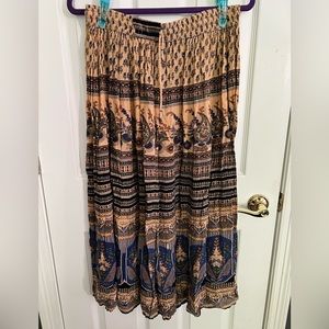 Bohemian crinkle rayon maxi skirt - OS
